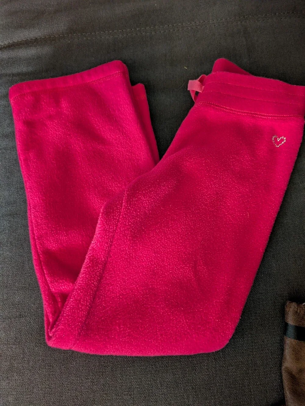 GAP Kids Hot Pink Fleece Joggers with Heart Accent
